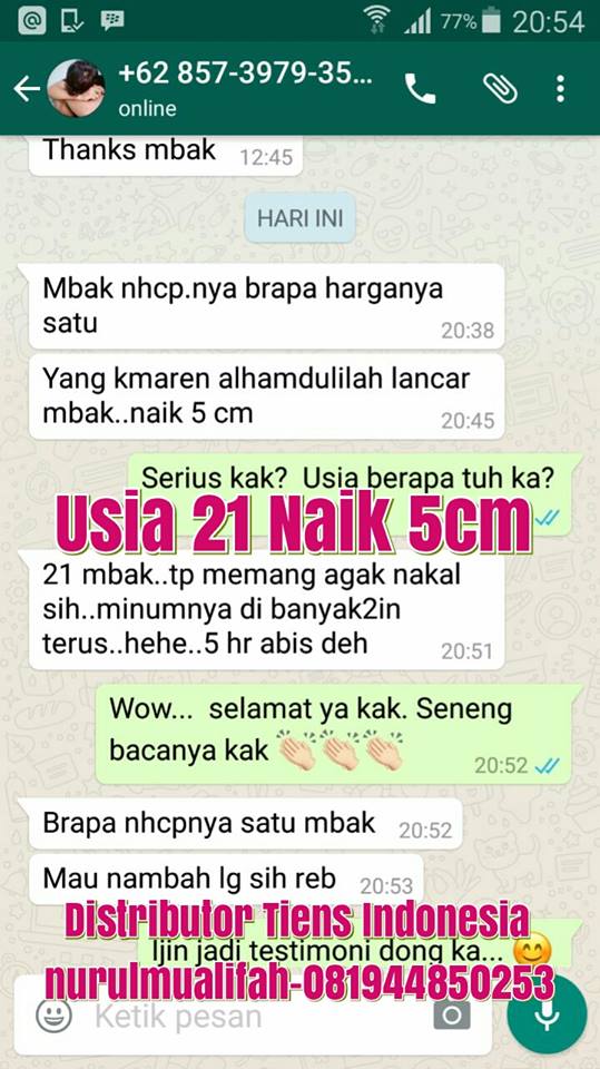 testimoni tiens peninggi badan