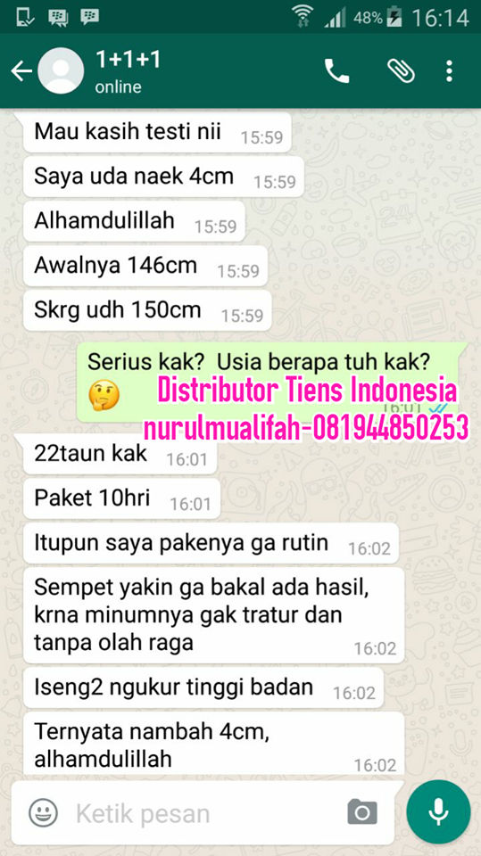 testimoni peninggi badan tiens USIA 22