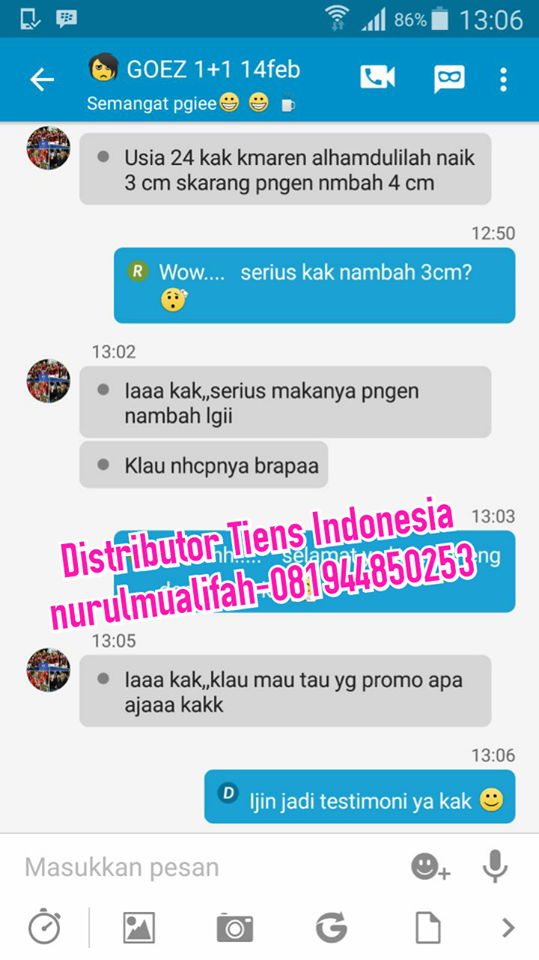 testimoni peninggi badan tiens USIA 24