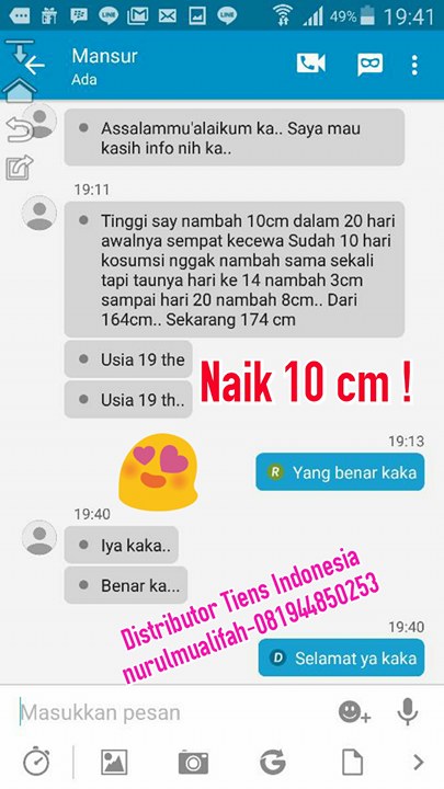 testimoni tiens peninggi badan