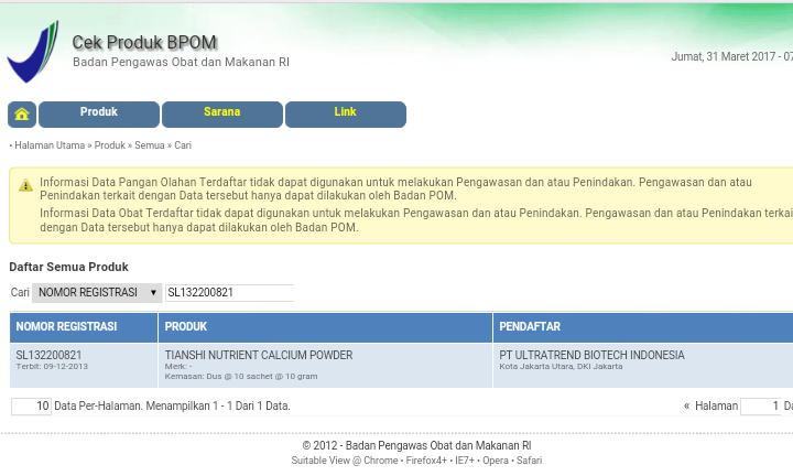 Nomor BPOM NHCP Tiens Asli