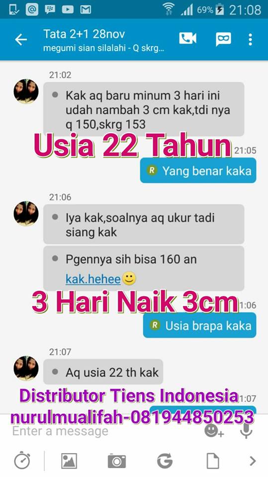 Bukti Testimoni Paket Peninggi Badan Tiens