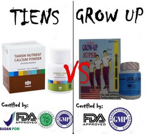 Perbedaan Obat Peninggi Badan Grow Up VS Tiens NHCP