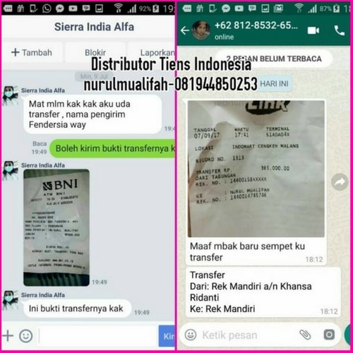 bukti beli peninggi badan tiens