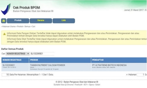  BPOM untuk susu NHCP dewasa